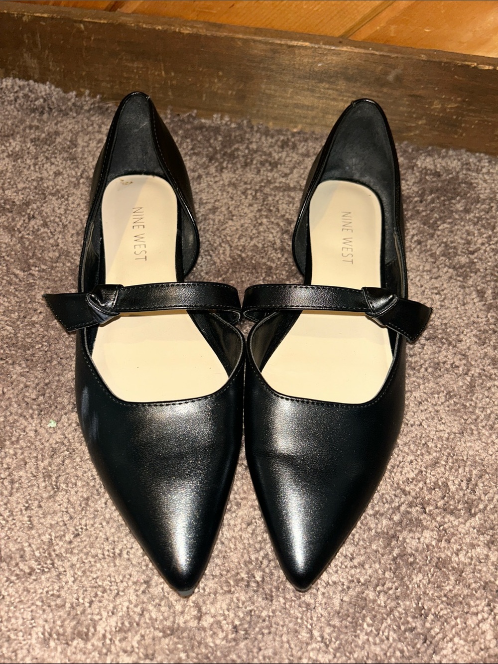 Nine West Lamond Black Mary Jane Pointed Toe Flat